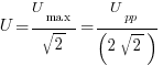 U=U_{max}/sqrt{2}=U_{pp}/(2sqrt{2})
