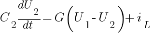C_2{dU_2/dt}=G(U_1-U_2)+i_L