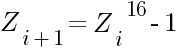 Z_{i+1}={Z_i}^16-1