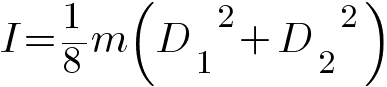 I = 1/8 m ({D_1}^2 + {D_2}^2)