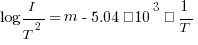 log I/T^2 =m-{5.04×10^3φ}1/T